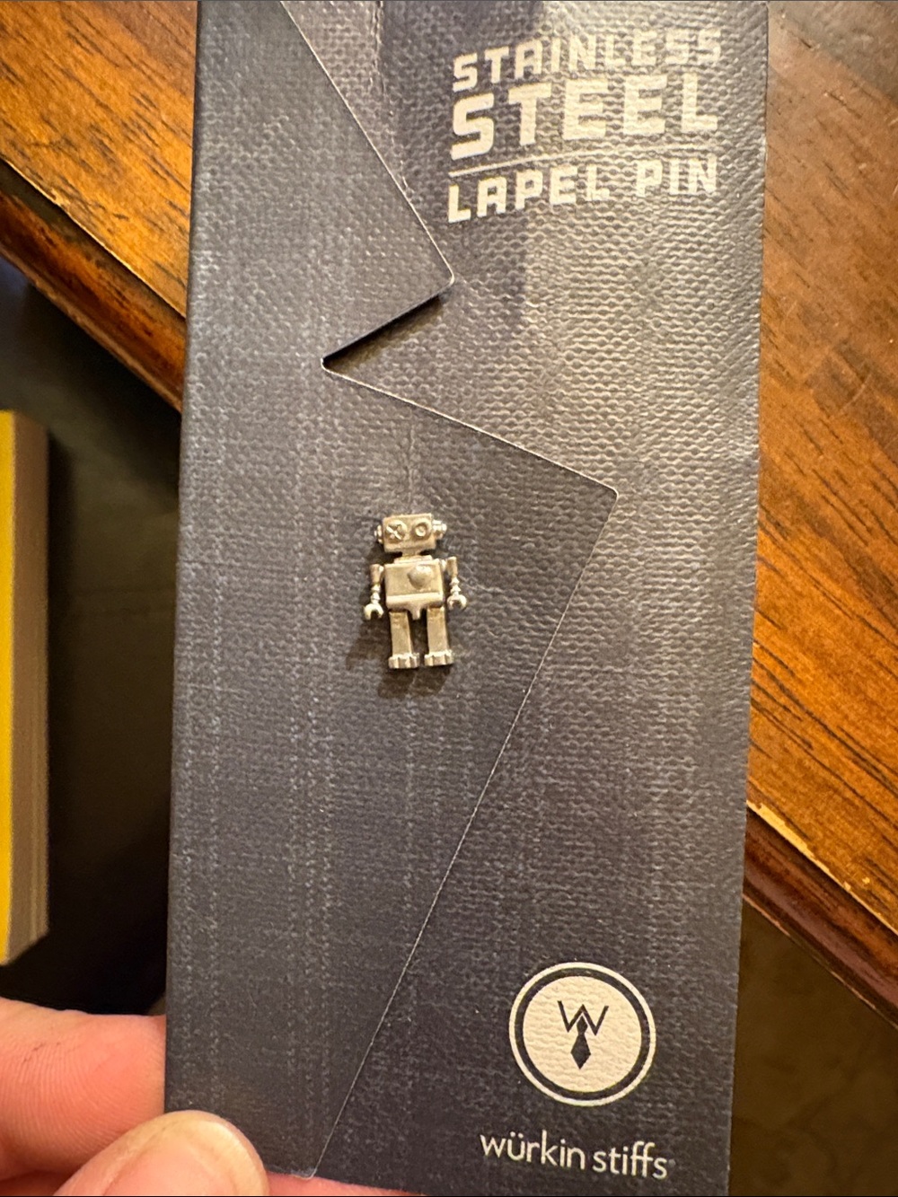 Wurkin Stiffs Silver Stainless Steel Robot Lapel Pin